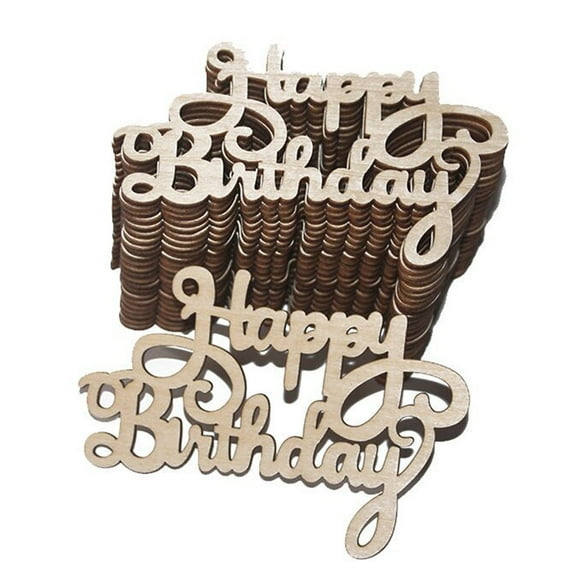 15Pcs Wooden Happy Birthday Pattern Ornaments Letter Carving Hanging Decorations Rustic Ornament Party Decor