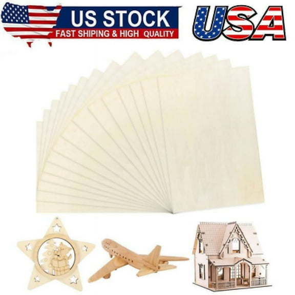 15Pcs Wooden Panels for Crafts, 300x200x2mm Balsa Wood, Blank DIY Wooden Board