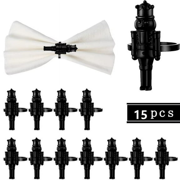 15Pcs Nutcracker Christmas Napkin Rings Walnuts Soldiesr Napkin Holder Metal Buckle for Halloween Table Decor