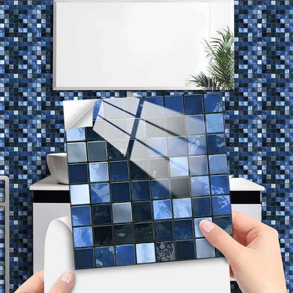 15Piece Blue Mosaic Tile Waterproof Peel and Sticker Wall Sticker Vinyl 6"x6" Tiles Decals DIY Decor Kitchen Backsplash