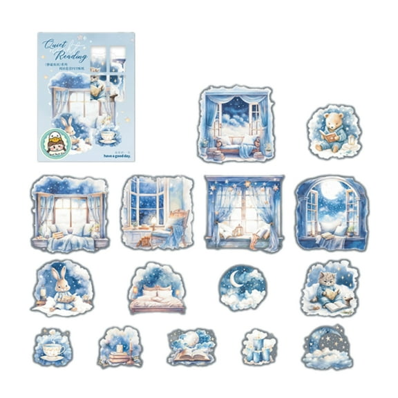 15Pieces Aesthetic Sticker Water PET Sticker for Scrapbooking Water Bottle Laptop Photo Album Phone Case