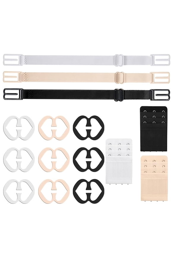 15Pieces Low Back Bra Accessories Set Bra Strap Clips Bra Extenders Converter Extension Strap for Women Racerback Bra