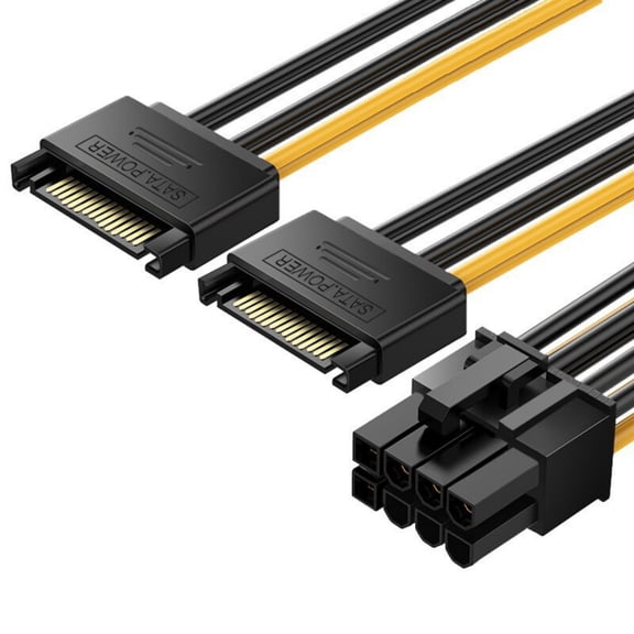 15Pin to 8 Pin Power Supply Cable for Graphics Card Power Adapter Cable PVC Coating Safe and Stable Performances