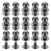 15Sets Brass Ball Head Stud Rivets, 6mm Screw Back Button Nipple Rivet Black