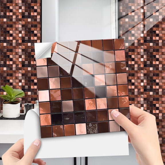 15Sheet Waterproof Peel and Sticker Wall Sticker Brown Mosaic 6"x6" Vinyl Tiles Decals DIY Decor Kitchen Backsplash