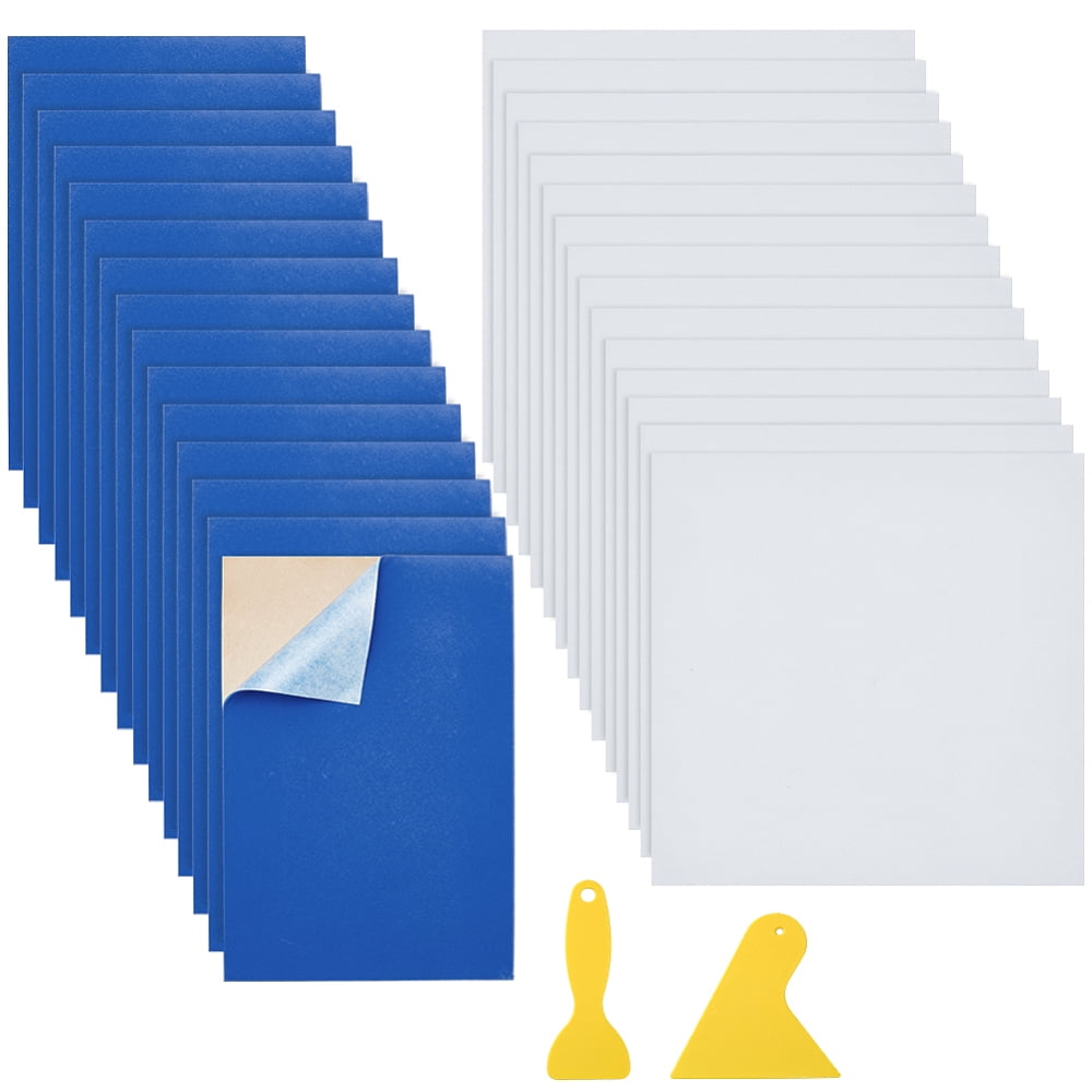 15Sheets Rectangle Flocking Cloth Self-adhesive Fabric with 15Pcs Craft Papers and 2Pcs Plastic Scraper Mixed Color 300x200x1mm