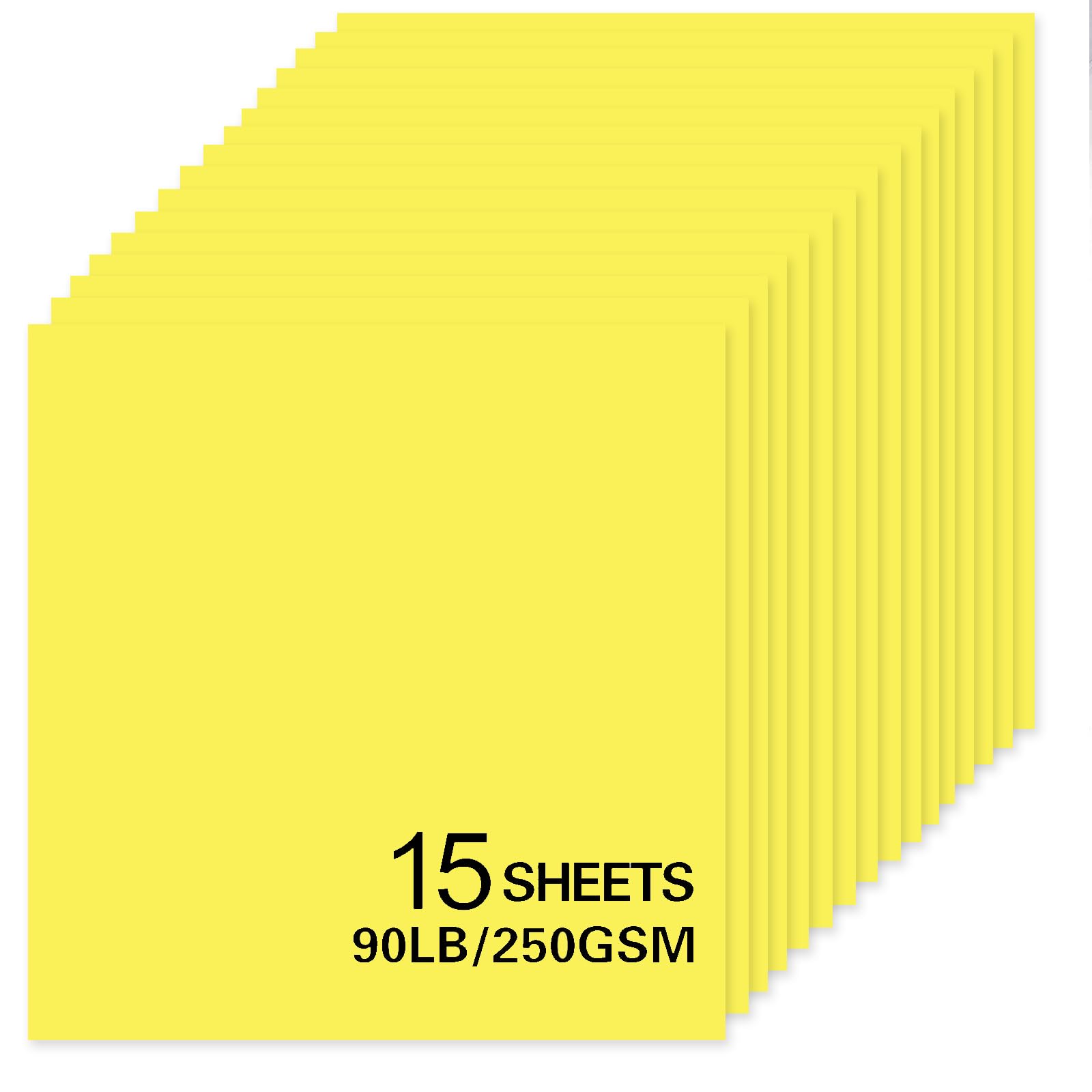 15Sheets Yellow Cardstock Paper, MMF7 12x12 Card stock for Cricut