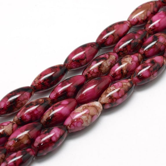 15Strand Baking Painted Glass Beads Strands Swirl Glass Beads Oval Indian Red 22x10~10.5mm Hole: 1.5~2.5mm 35~37pcs/strand 30.31 inch(77cm)
