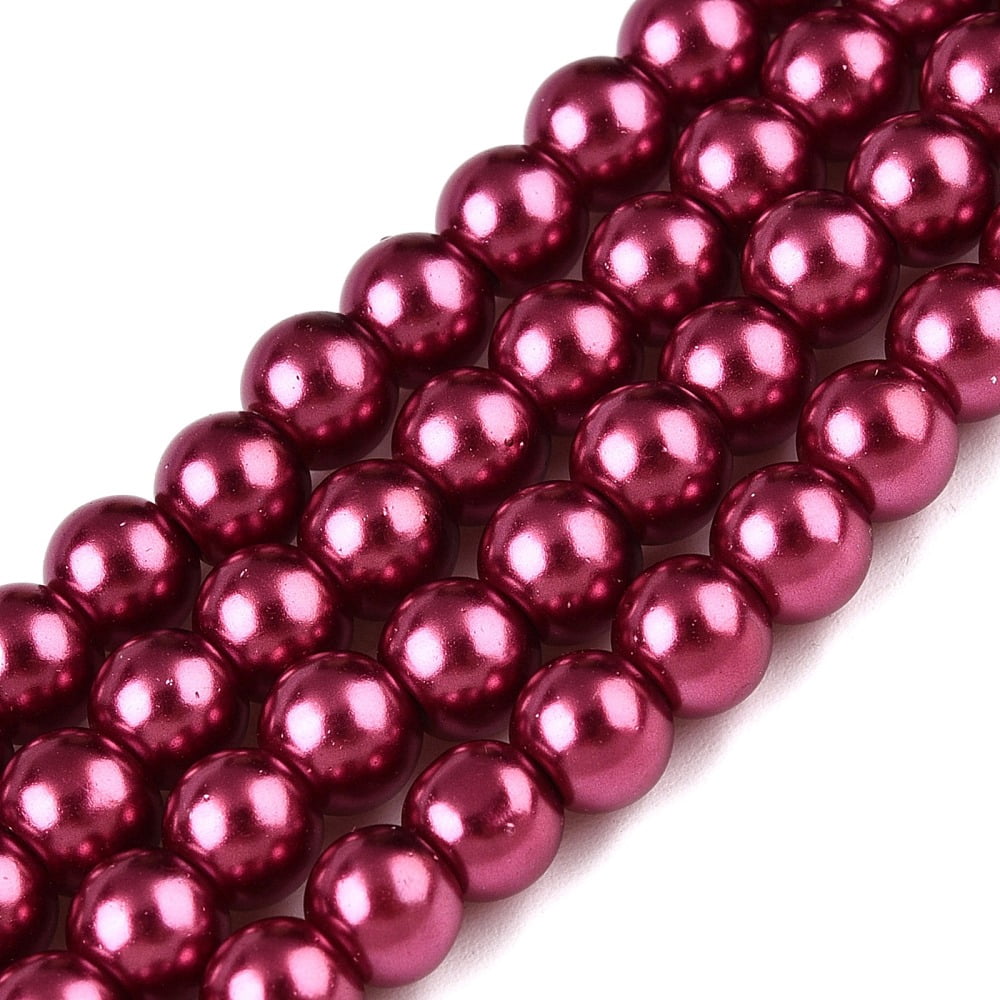 15Strand Baking Painted Pearlized Glass Pearl Round Bead Strands Camellia 8~9mm Hole: 1mm about 100~105pcs/strand 31.4 inch
