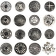 thumbnail image 1 of 15Styles Turquoise Screw Back Button Eagle Star Flower Decorative Buckle with Screws Back Buttons Metal Screw Back Button Retro for DIY Craft Leather Crafts Decoration 1box, 1 of 6