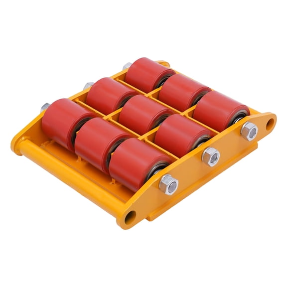 15T Heavy Duty Machine Dolly Industrial Machinery Mover Dolly Skate Rotating 9 Roller Cargo Trolley 33000lbs