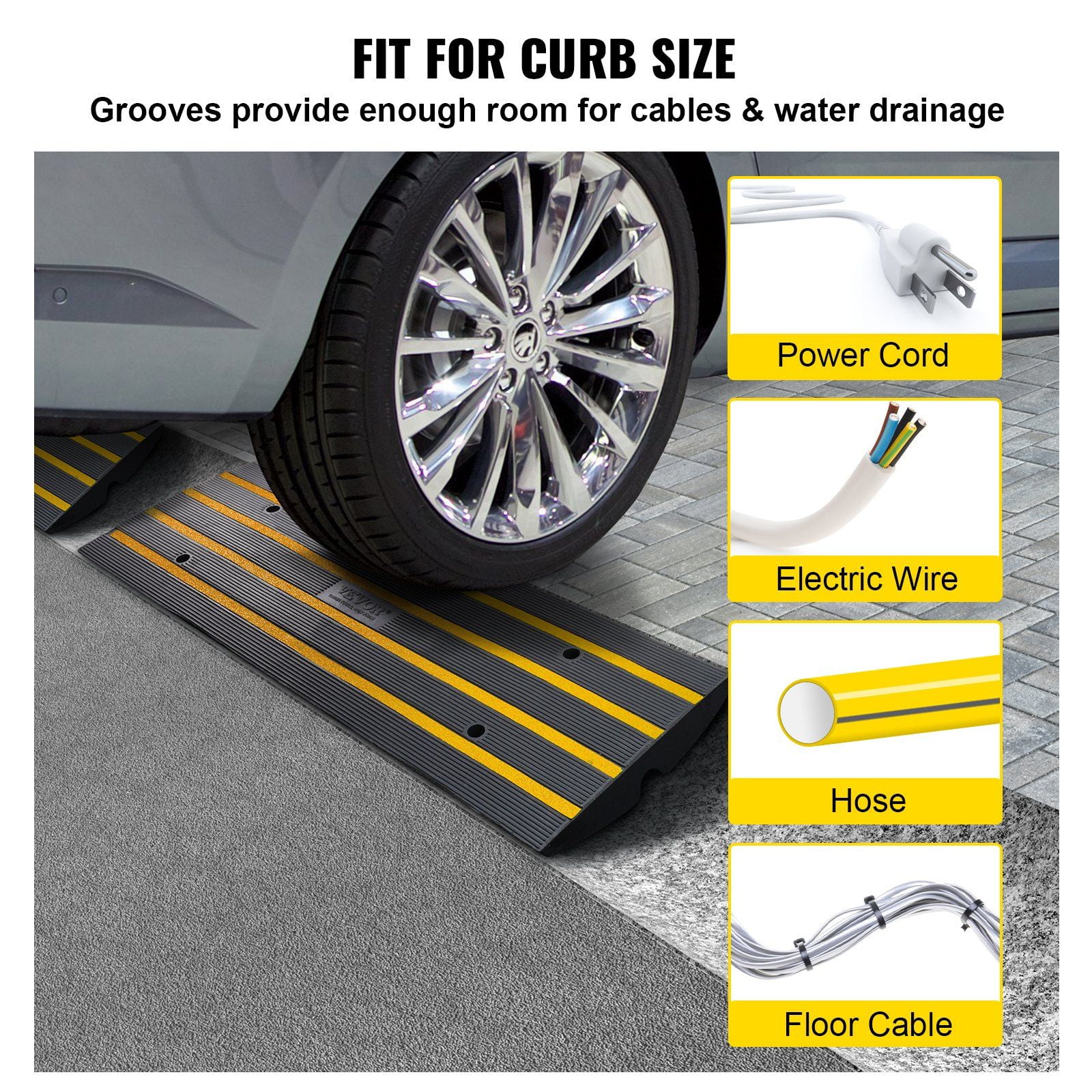 15T Rubber Driveway Curb Ramp 2-Pack, 2.6