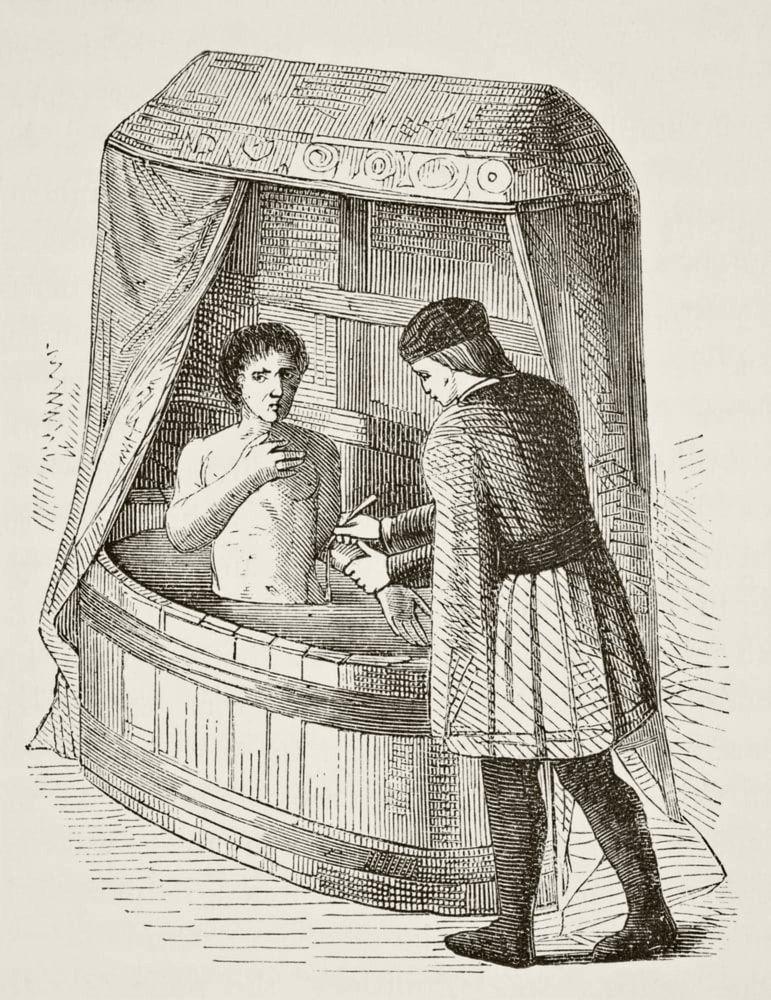 15Th Century Physician Bleeding A Patient From The National And Domestic History Of England By William Aubrey Published London Circa 1890 Canvas Art - Ken Welsh Design Pics (12 x 16)
