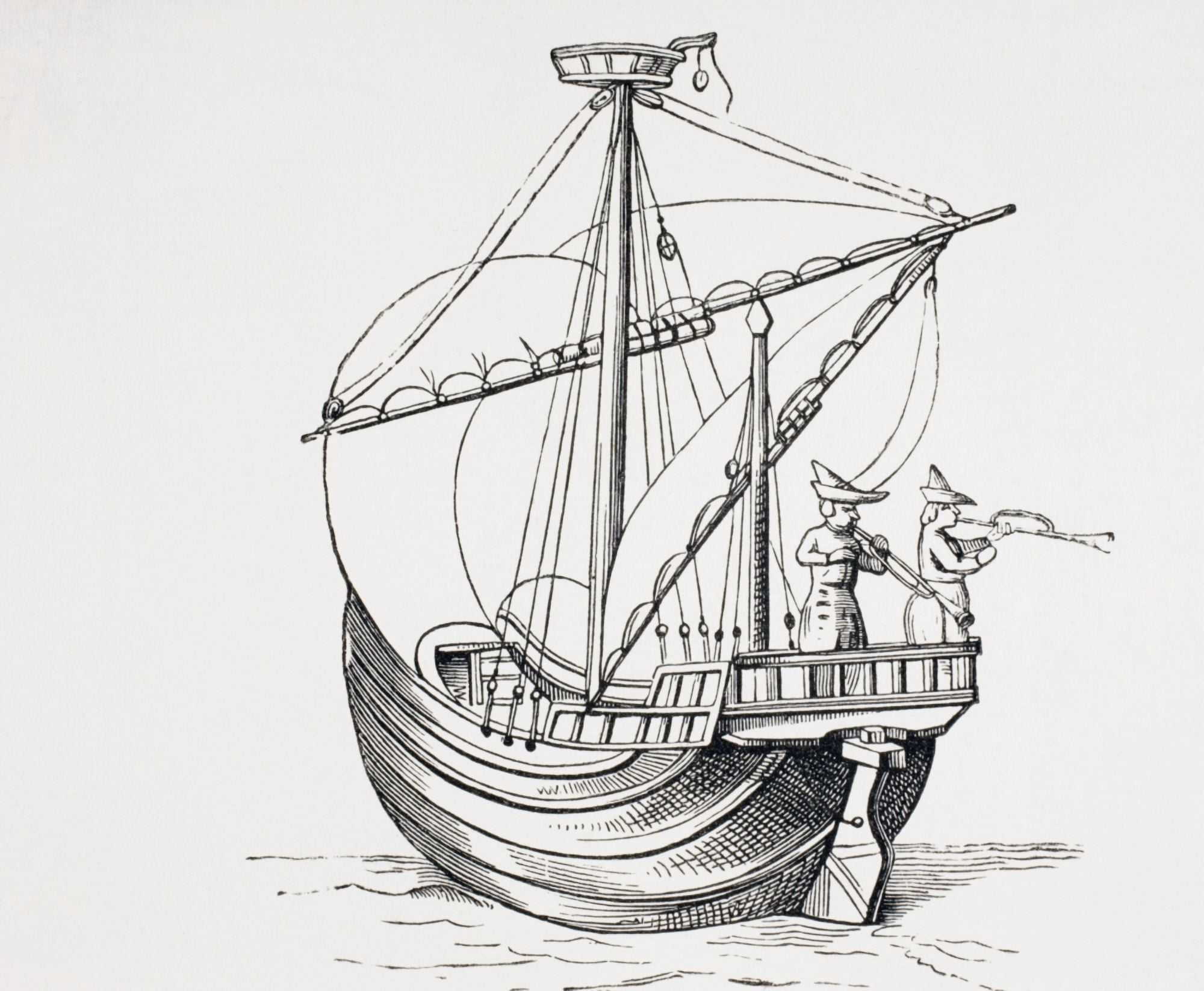 A 15Th Century Sailing Ship From Military And Religious Life In The Middle Ages By Paul Lacroix Published London Circa 1880 Canvas Art - Ken Welsh  Design Pics (16 x 13)