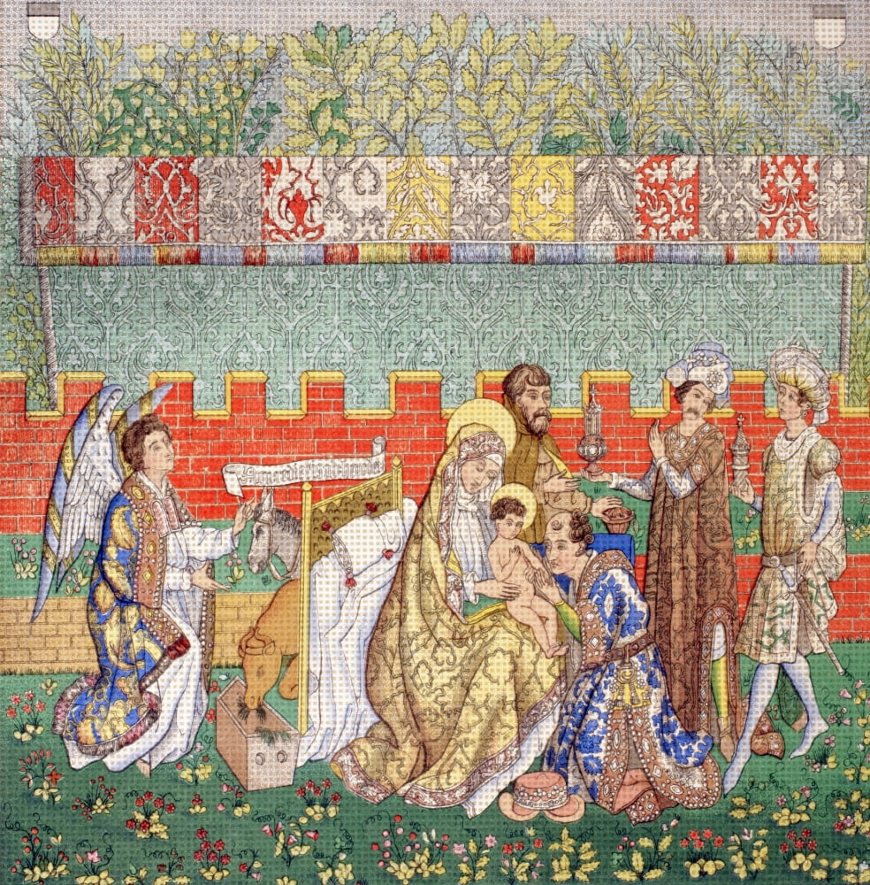 15Th Century Tapestry Of The Adoration Of The Magi From Les Artes Au Moyen Age Published Paris 1873 Canvas Art - Ken Welsh Design Pics (26 x 28)