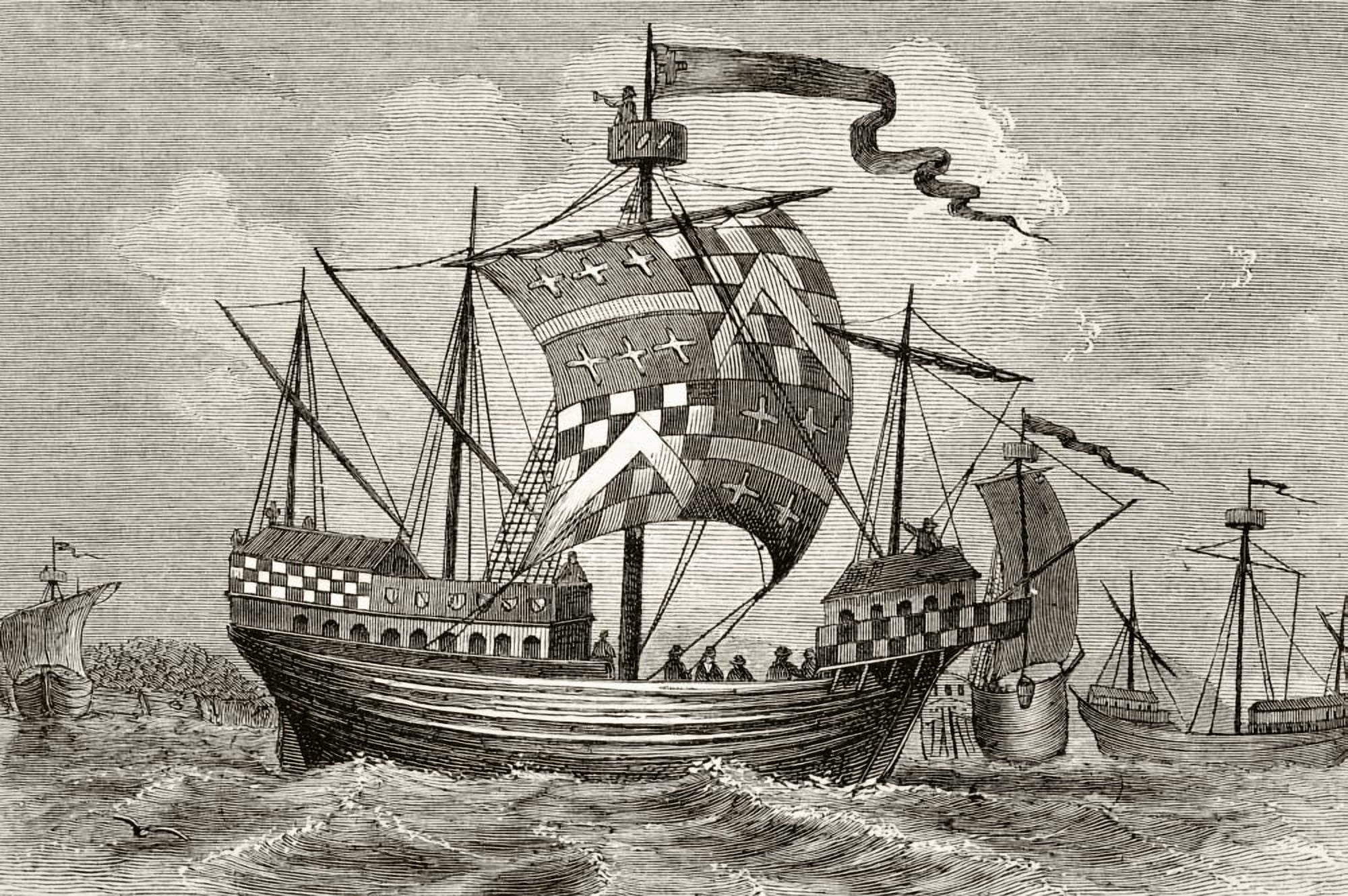 15Th Century Warship From The National And Domestic History Of England By William Aubrey Published London Circa 1890 Canvas Art - Ken Welsh Design Pics (17 x 11)
