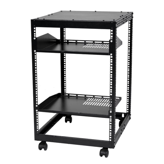 15U Server Rack, Open Frame Rack - Adjustable Depth 23-40", Wall Mount/Free Standing, 4 Post Rack with Casters for Network, AV Equipment, Router, Modems