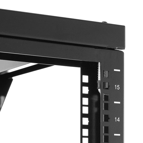 15U Wall Mount Server Rack 150 lbs Max Load Capacity Open Frame Network Rack with 180 Degree Gate Swing Carbon Steel for 19 Inch IT Network Equipment and AV Devices Computer Server Black