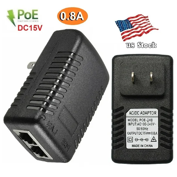 15V 0.8A Wall Plug Ac100V-240V Poe Injector Power Over Ethernet Adapter