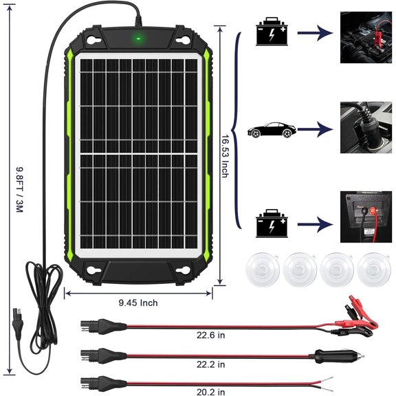 15W 12V Battery Charger PRO with MPPT Controller Waterproof Trickle Charging Kit for Car Boat RV Marine