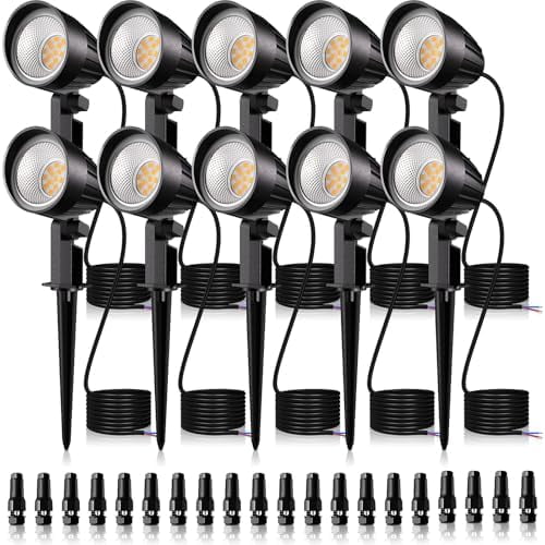 15W 1500LM Low Voltage Landscape Lighting 12-24V Warm White LED Landscape Lights IP66 Waterproof Outdoor Garden Spotlights Pathway Tree Wall Fence Flood Lighting(10 Pack)$$Tools & Hardware Other