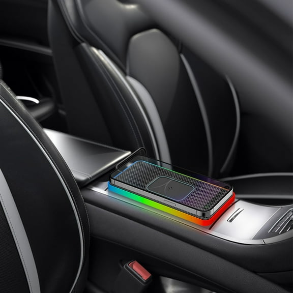 15W Car Wireless Charger Mat RGB 7 Lights Non-Slip Pad For Car Fast Charging Phone Chargers