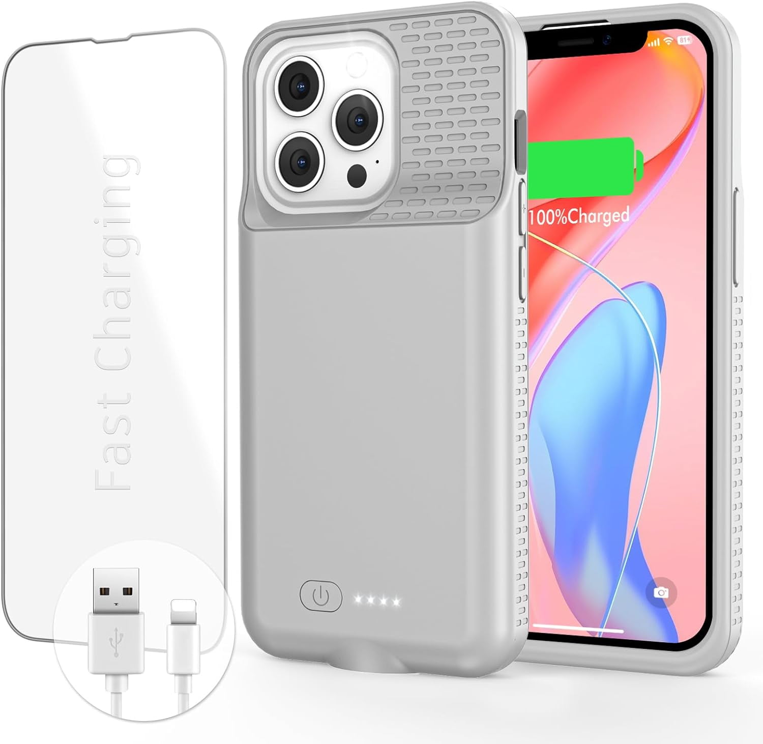 15W Fast Charging Battery Case for iPhone 14/13/12 Pro Max &14 Plus