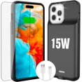 15W Fast Charging Case for iPhone 15 Pro Max/15 Plus,Real 8000mAh Smart