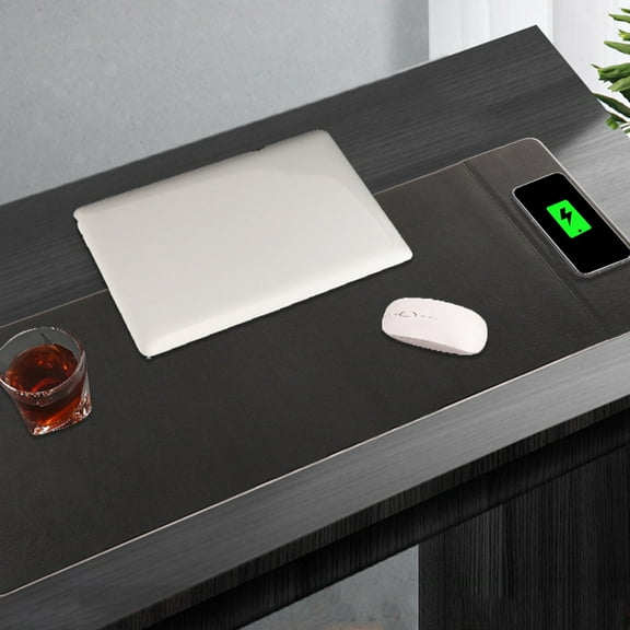 15W Fast Charging Folding Mouse Pad, Office Computer Wireless Charging Stand, Artificial Leather, Multifunctional Phone Stand, for Dormitory Office Room Living Room