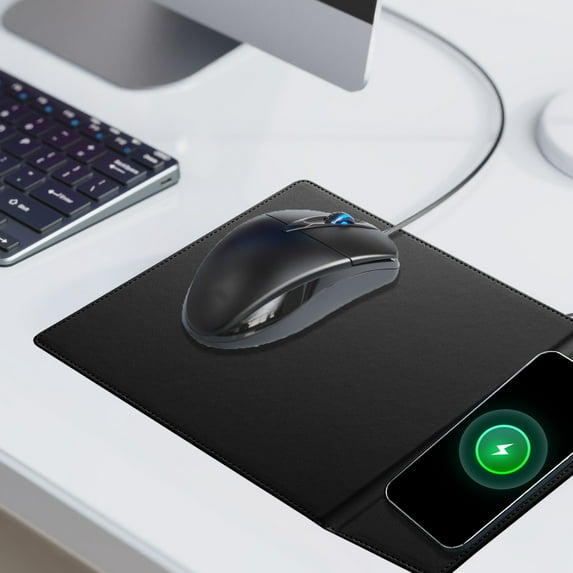 15W Fast Charging Wireless Charging Mouse Pad, Folding Phone Stand, Artificial Leather, Multifunctional, for Office Computer