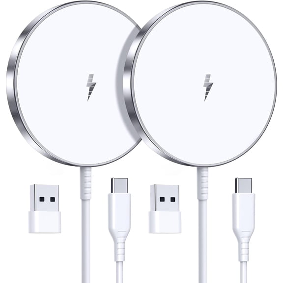 15W Fast Magnetic Wireless Charger 2 Pack, Universal Charging Pad Compatible with iPhone 17/16/15/14/13/12 Series & AirPods 3/2/Pro 2/Pro