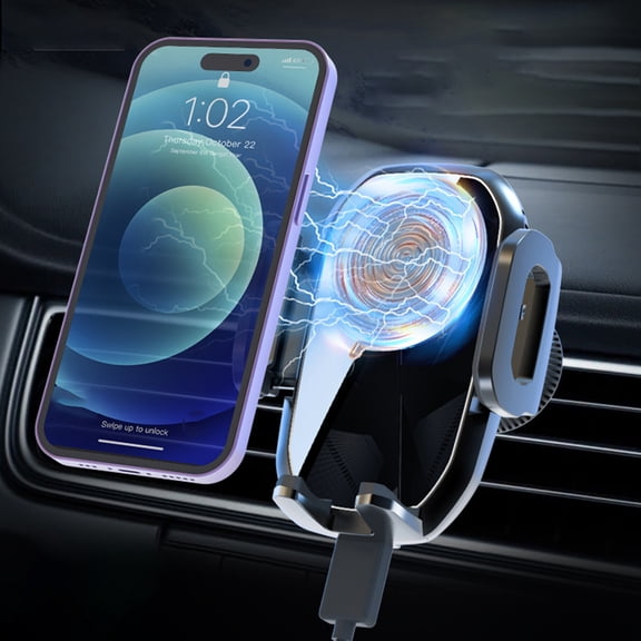 15W Fast Wireless Car Charger Mount, Auto-Clamping Air Vent Phone Holder with 360 Rotation, One-Click Adjustment for All Smartphones, Stable Charging & Heat Dissipation