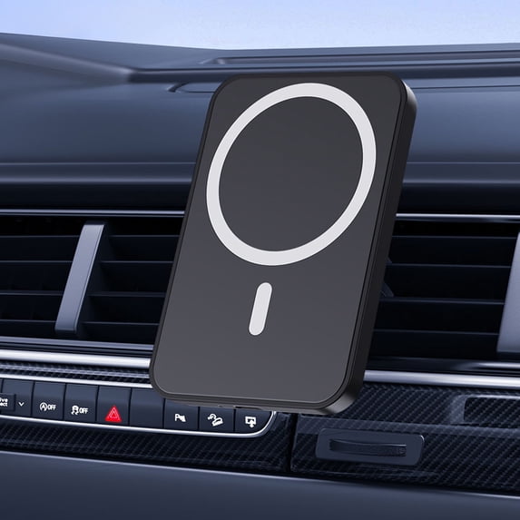 15W Fast Wireless Charger Magnetic Car Mount, One Handed Operation 360 Rotation Phone Holder for iPhone and Samsung with Metal Plate