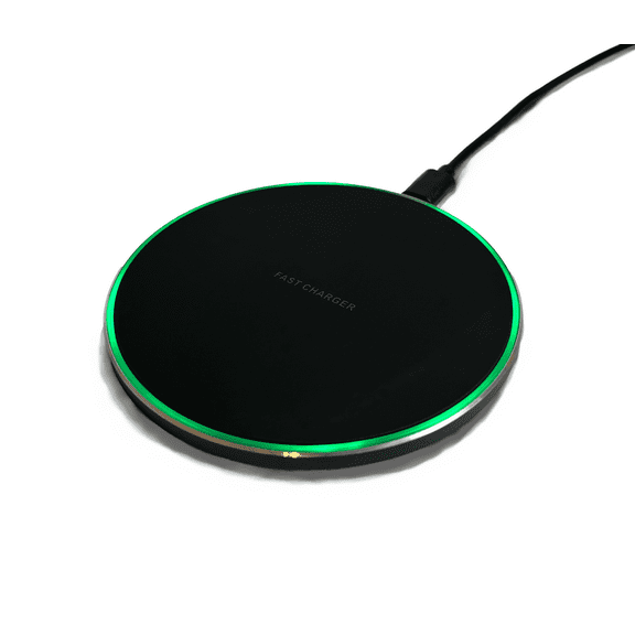 15W Fast Wireless Charging Pad with LED Light - Compatible with iPhone 16/15/14/13/SE/12 Series, Galaxy S24/S23/S22 Series (AC Adapter Not Included), Black