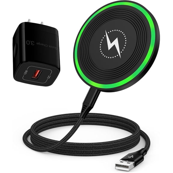 15W Fast Wireless Charging Pad with QC Power Adapter Qi Wireless Charger Station Compatible with Samsung Galaxy S26/S25/S24 Series, Motorola Edge/Razr 2024/2025, Moto G Stylus/Power 2025, Razr 60/50