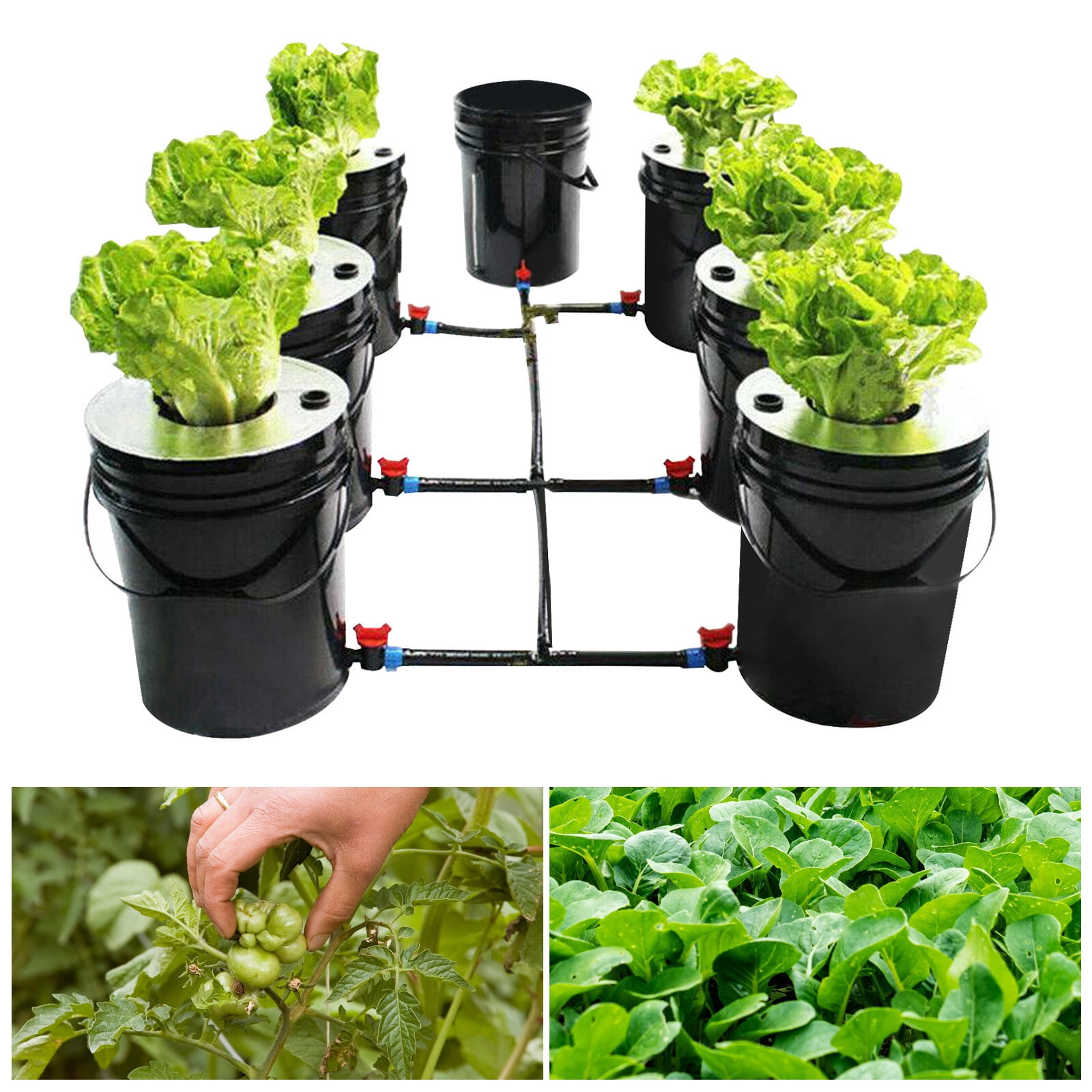 Grow Rite Hydroponic 15W Hydroponics Growing System Kit, 7 Buckets 5.28 Gallon Recirculating ...
