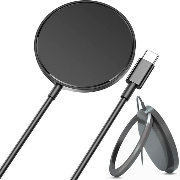 15W MagSafe Compatible Magnetic Wireless Charger Pad with Kickstand - Black