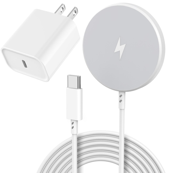 15W MagSafe Compatible Wireless Charger Kit with 20W USB-C Adapter - 6FT Fast Magnetic Charging Pad for iPhone 16/15/14/13/12 Series & AirPods - Includes Power Block & Long Cable - Safe