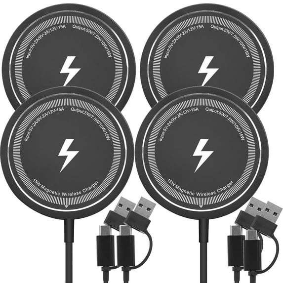 Fast Charging Wireless Charger Compatible for iPhone 17/16/15/14/13/12, Airpods,15W Magnetic Wireless Charger Pad 4-Pack