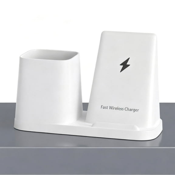15W Max Fast Wireless Charger, Pen Holder Desk Organizer with Wireless Charging Stand, Universal Android Phone Holder Pad, for iPhone 17/16/15/14, Samsung S25/S24/S23