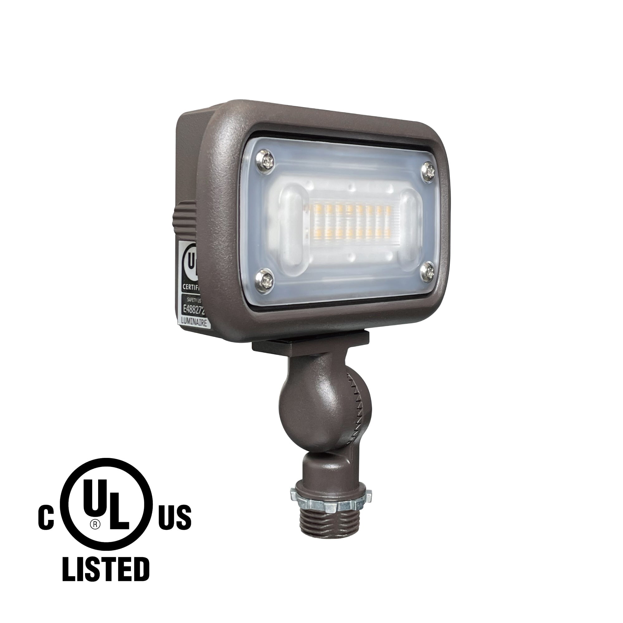 15W Outdoor LED Flood Security Lights, Waterproof Landscape Lighting, 50W PSMH Equivalent, 1370 Lumens, 3000K Warm White, 120-277V, 1/2" Knuckle Mount, UL-Listed, 5 Years Warranty