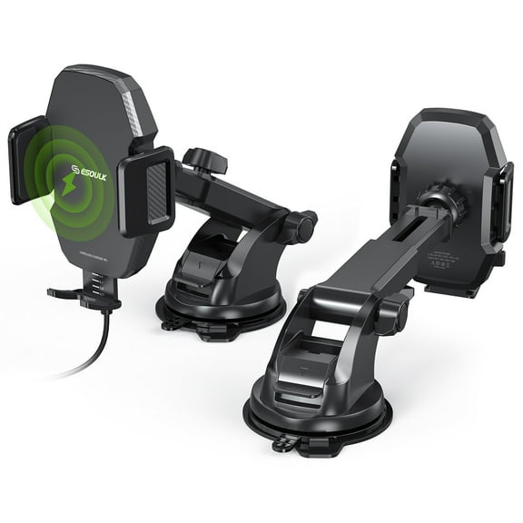 15W Qi Certified Wireless Charging Universal Dashboard and Windshield - Black