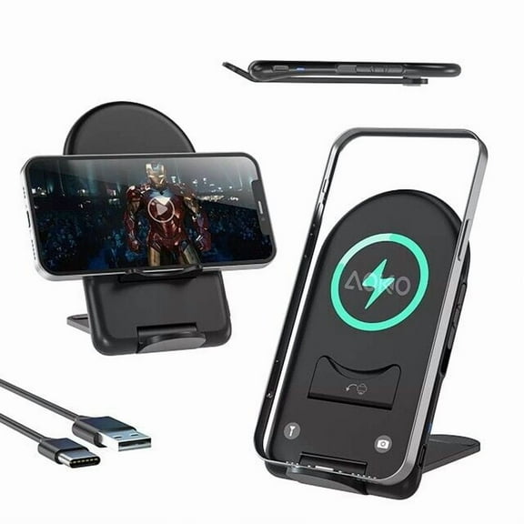 15W Qi Wireless Charger Fast Charging Foldable Stand Dock For iPhone 14/ 13/ 12