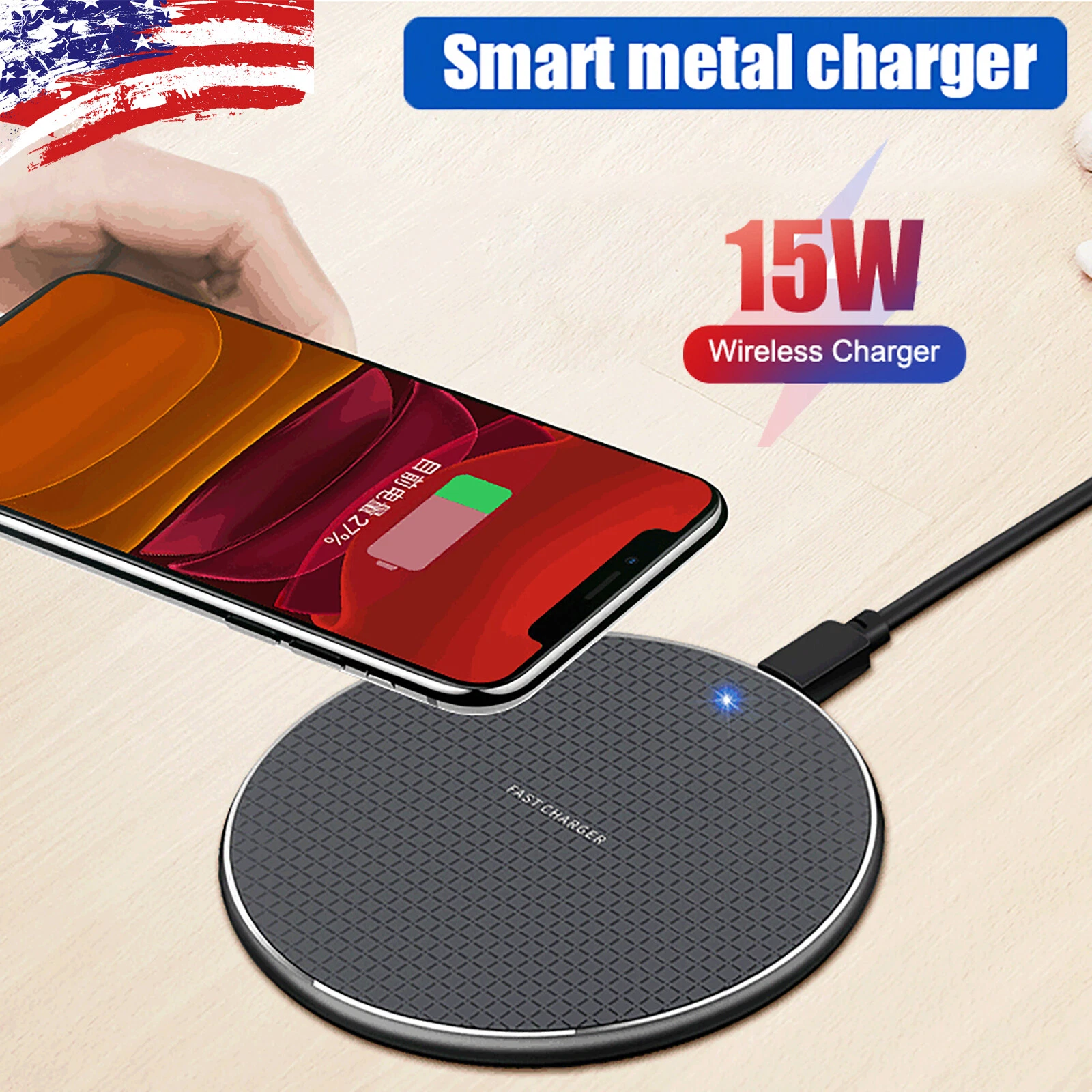 15W Qi Wireless Fast Charger Charging Pad Dock For Samsung Iphone Android Phone