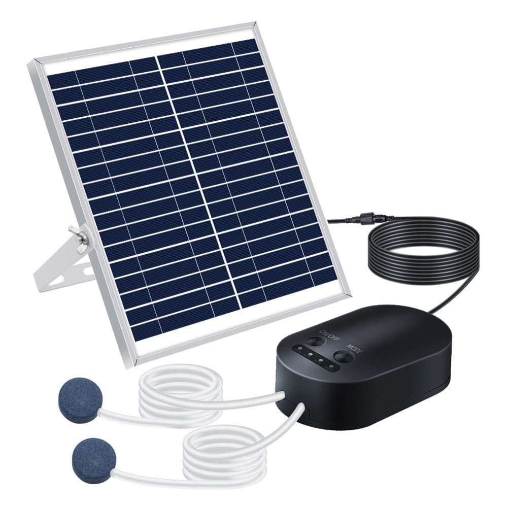 15W Solar Oxygen Pump with Tube Air Stone Fish Tank Aerator 3 Adjustable Modes