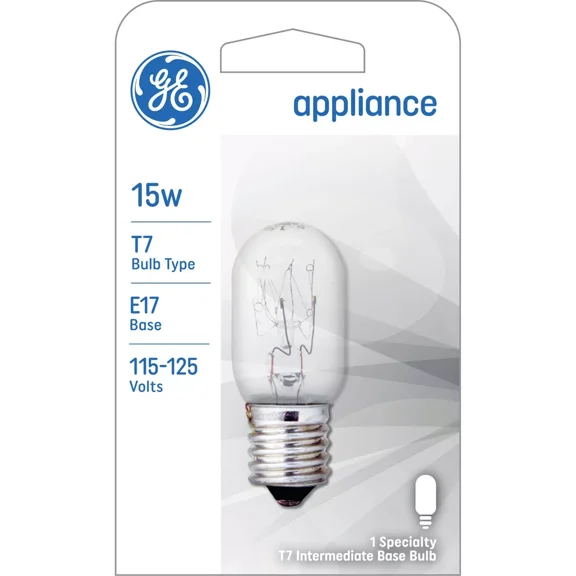 15W T7 Incandescent Appliance Light Bulb: Microwave & Refrigerator Use, Dimmable, E17 Base, 100 Lumens, 2.7-Year Life