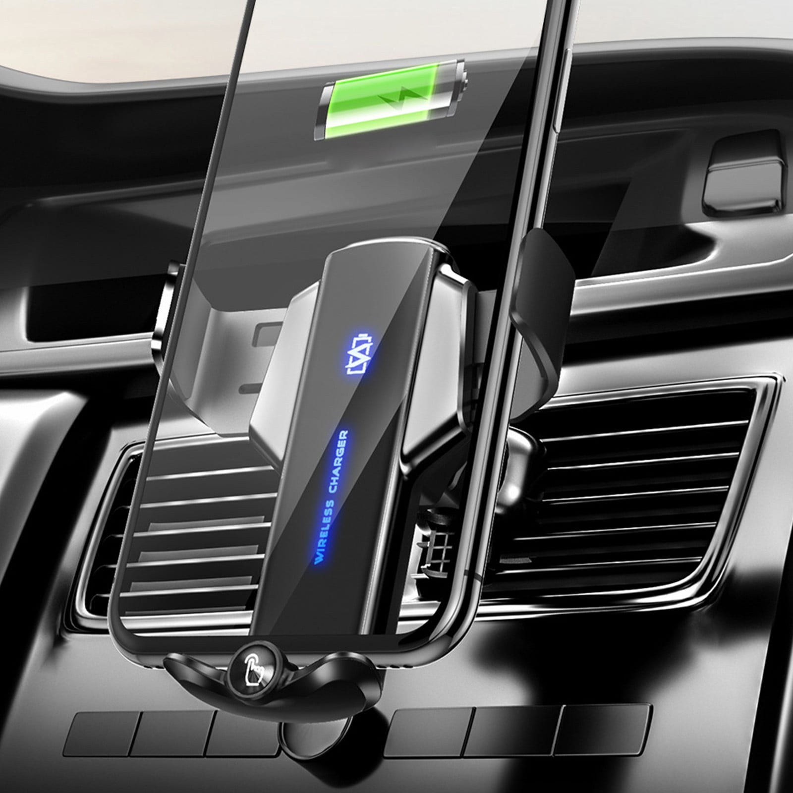 15W Wireless Car Charger with Auto Clamping, Fast Charging for iOS