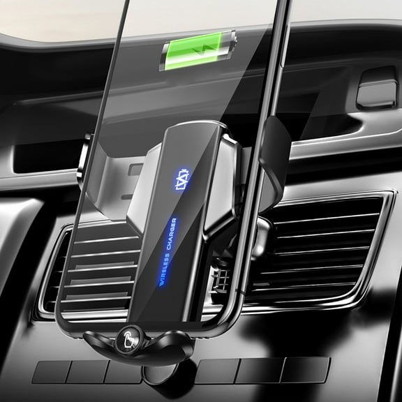 15W Wireless Car Charger with Auto Clamping, Fast Charging for iOS & Android, 360° Rotating Mount, Upgraded Vent Clips, Convenient and Stable Charging for Safe Driving