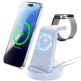 thumbnail image 1 of 15W Wireless Charger for iPhone, 3 in 1 Charging Station Compatible with iPhone 17 16 15 14 13 12, Compatible with iWatch, Compatible with Airpods, Blue, 1 of 10