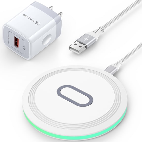 15W Wireless Charger for iPhone with QC 3.0 Charger Block,AILKIN Qi Wireless Charger Stand Fast Charging Pad Mag-Safe Charger for iPhone 15/15 pro/15 plus/15 pro max14 pro/14 pro max/13/12/11,White